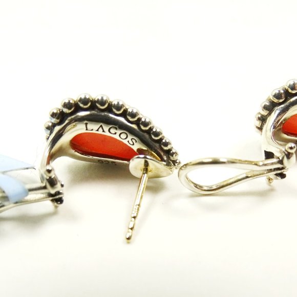 LAGOS Maya Sterling Silver Carnelian Faceted Doublets Stud Earrings - Picture 6 of 7